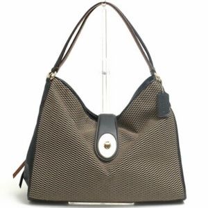 EUC Carlyle Madison 32363 Beige and Black Multicolor Canvas Shoulder Bag